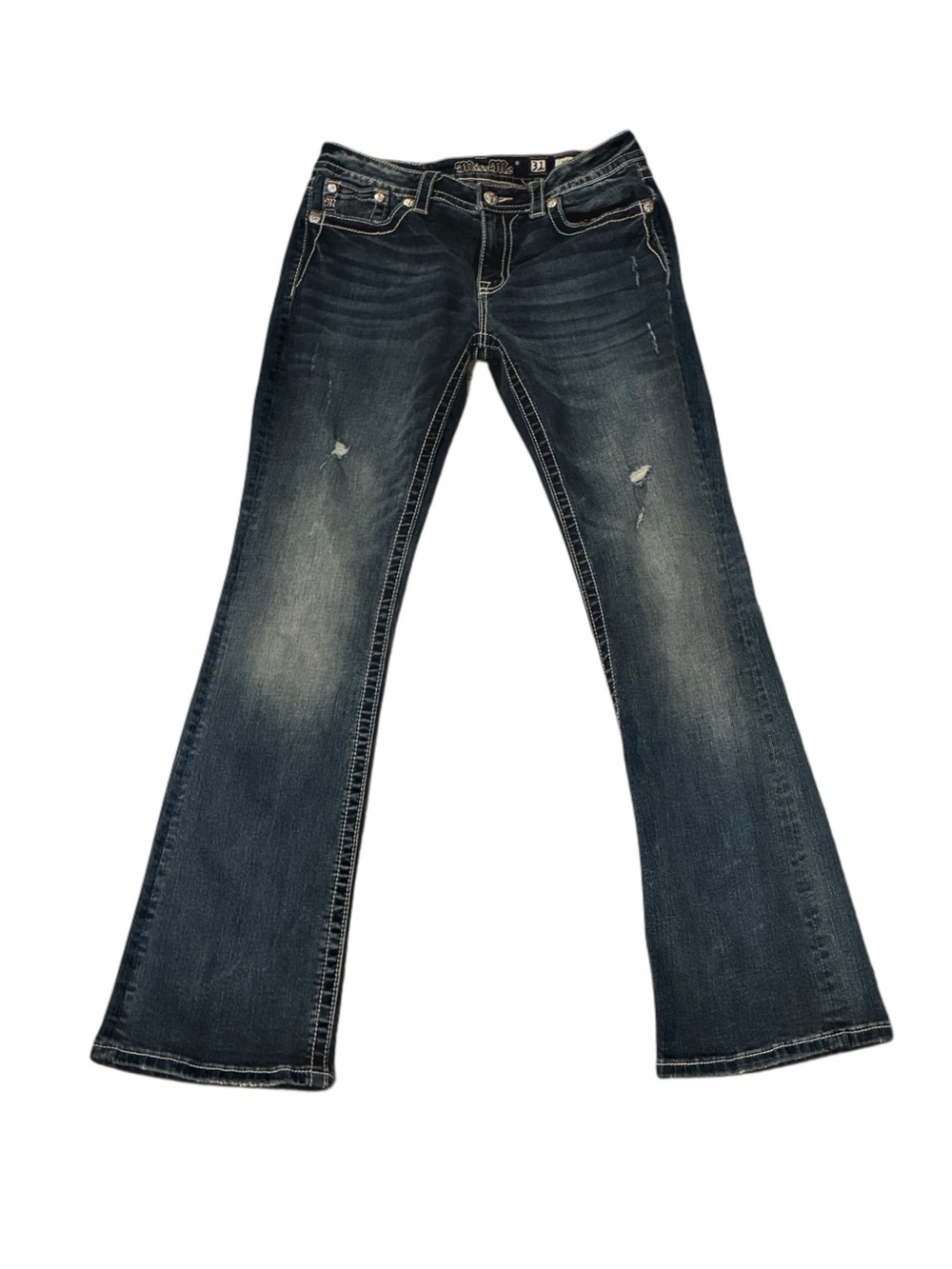 Miss Me Women’s Embellished Blue Boot Cut Denim Jeans Size 31